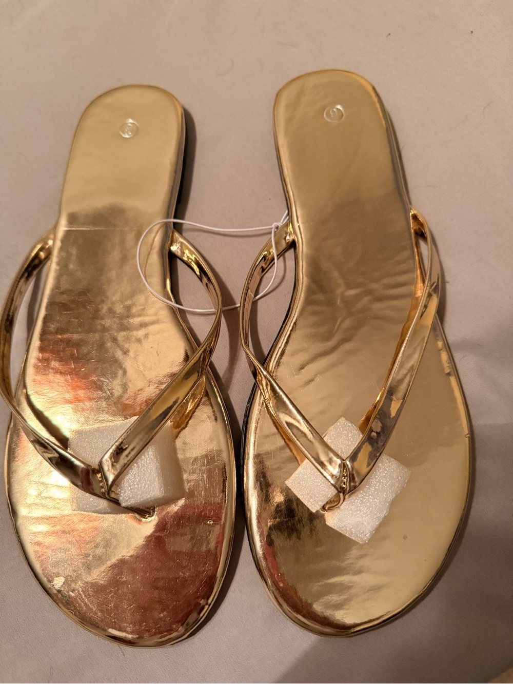 Fashion Nova Metallic Gold Thong Sandals